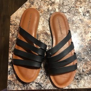 Lucky Brand Black and Tan sandals. Never Worn.